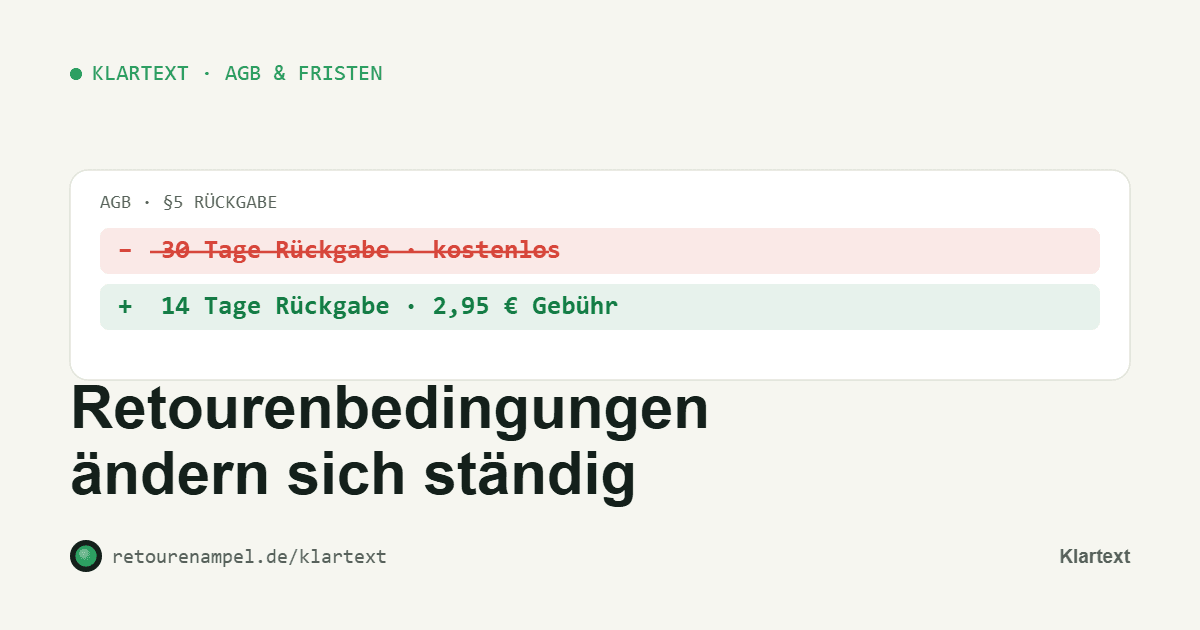 Retourenbedingungen ändern sich ständig – RetourenAmpel Klartext